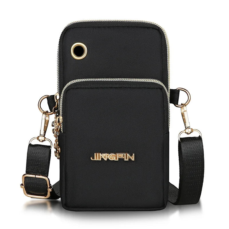 Nylon Crossbody Phone Purse Waterproof Shoulder Bag Multi-Zipper Handbag Clutch