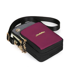 Nylon Crossbody Phone Purse Waterproof Shoulder Bag Multi-Zipper Handbag Clutch