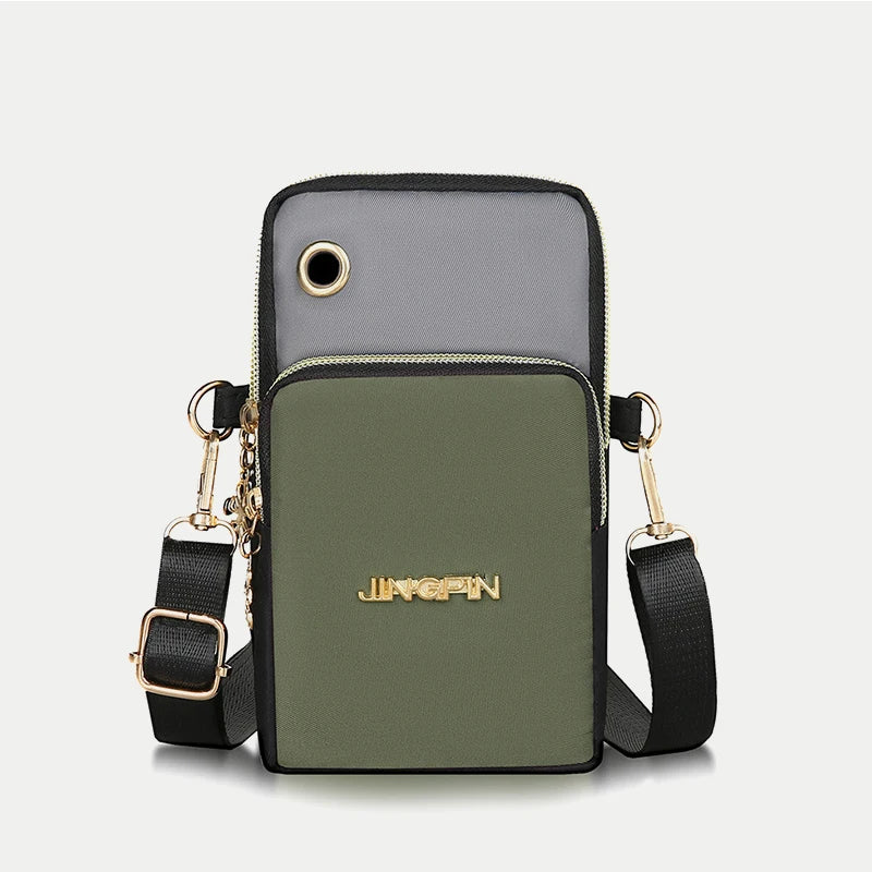 Nylon Crossbody Phone Purse Waterproof Shoulder Bag Multi-Zipper Handbag Clutch