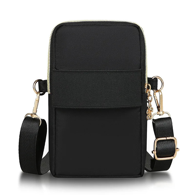 Nylon Crossbody Phone Purse Waterproof Shoulder Bag Multi-Zipper Handbag Clutch