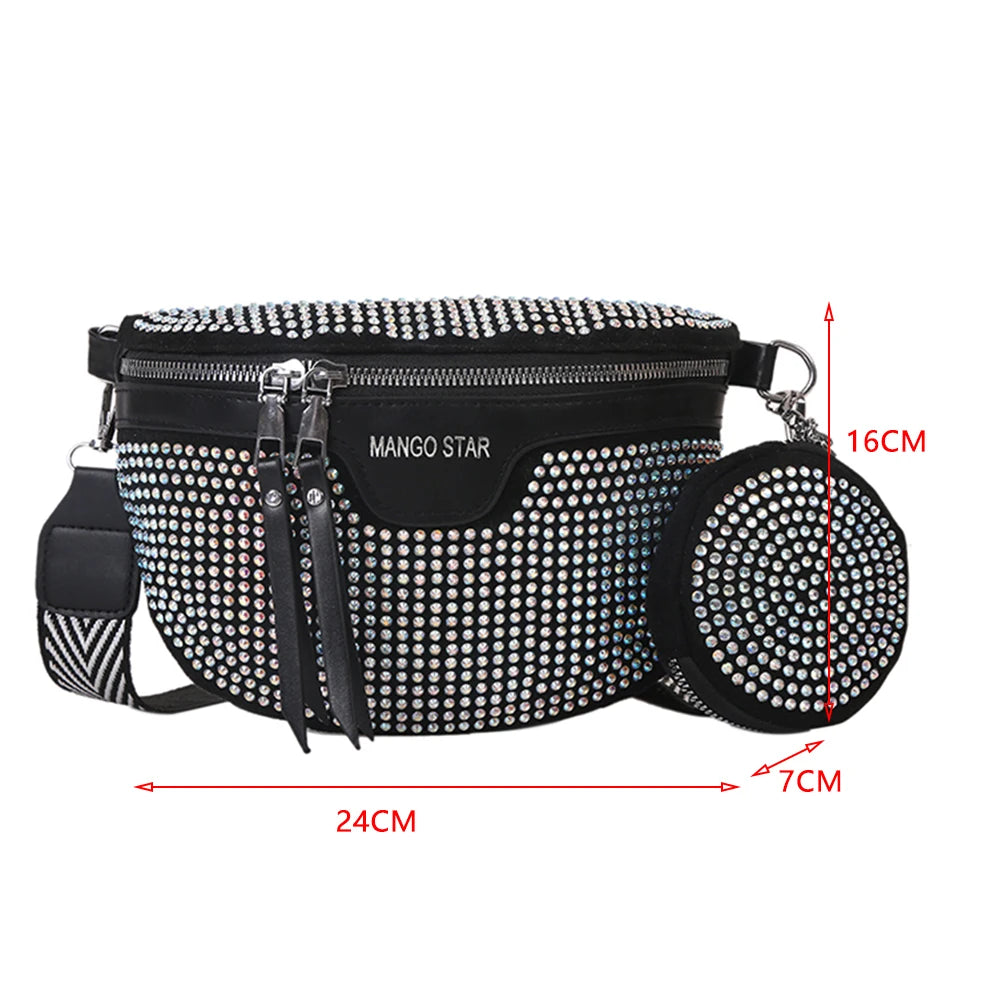 Vertical Square Rhinestones Evening Clutch Party Wedding Chain Purse Handbag