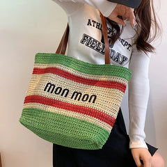 Large Capacity Shoulder Bag Weave Handbag Straw Tote for Women