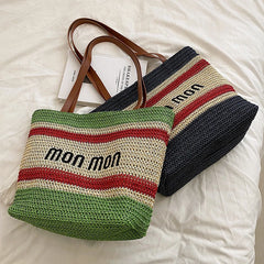 Large Capacity Shoulder Bag Weave Handbag Straw Tote for Women