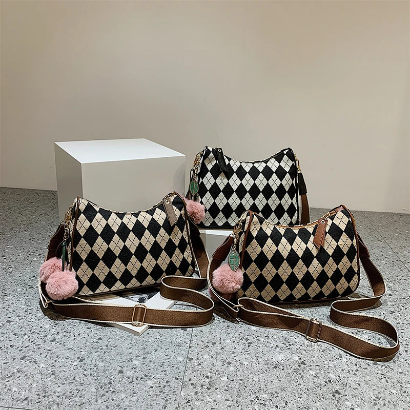 Linen Cloth Underarm Sac For Women Half-Moon Shoulder Bags