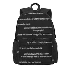 Stylish Vine Quotes Backpacks for Men and Women