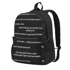 Stylish Vine Quotes Backpacks for Men and Women