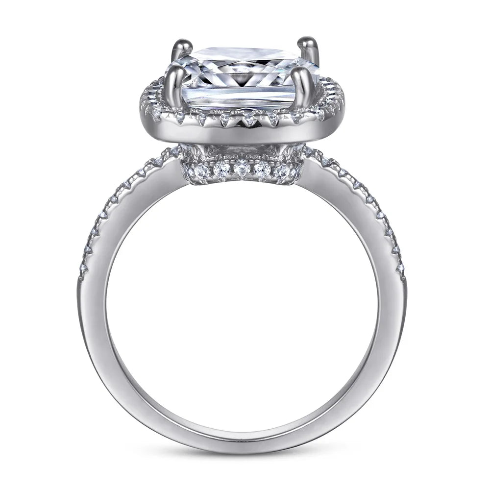 925 Silver 5CT Morganite Moissanite Ring Wedding Jewelry