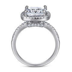 925 Silver 5CT Morganite Moissanite Ring Wedding Jewelry