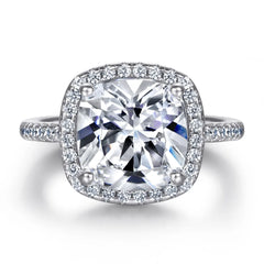 925 Silver 5CT Morganite Moissanite Ring Wedding Jewelry