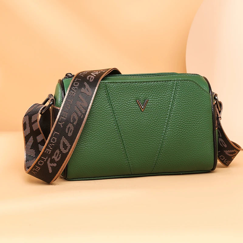 Vintage 3 Layer Leather Shoulder Crossbody Bags for Women