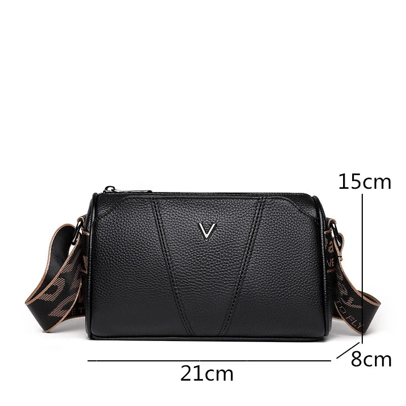 Vintage 3 Layer Leather Shoulder Crossbody Bags for Women