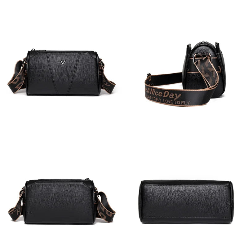 Vintage 3 Layer Leather Shoulder Crossbody Bags for Women