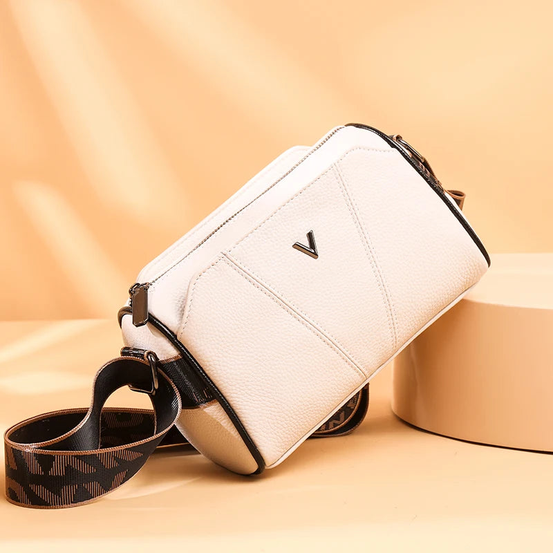 Vintage 3 Layer Leather Shoulder Crossbody Bags for Women