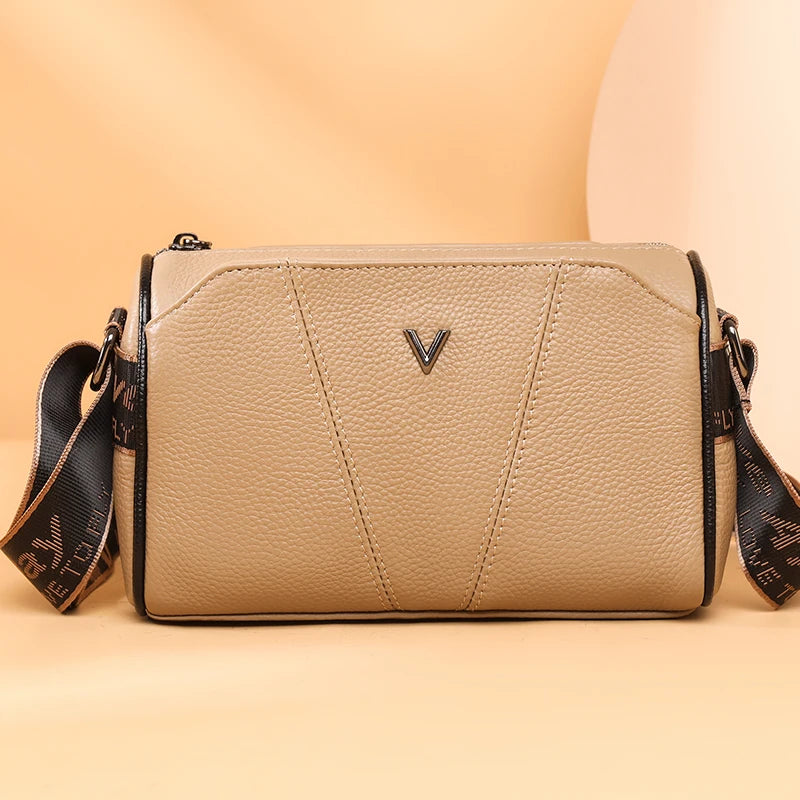 Vintage 3 Layer Leather Shoulder Crossbody Bags for Women