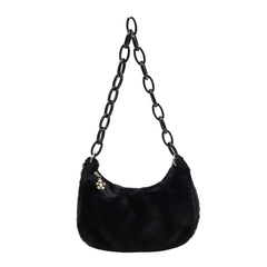 Vintage Acrylic Chain Plush Solid Small Shoulder Bag