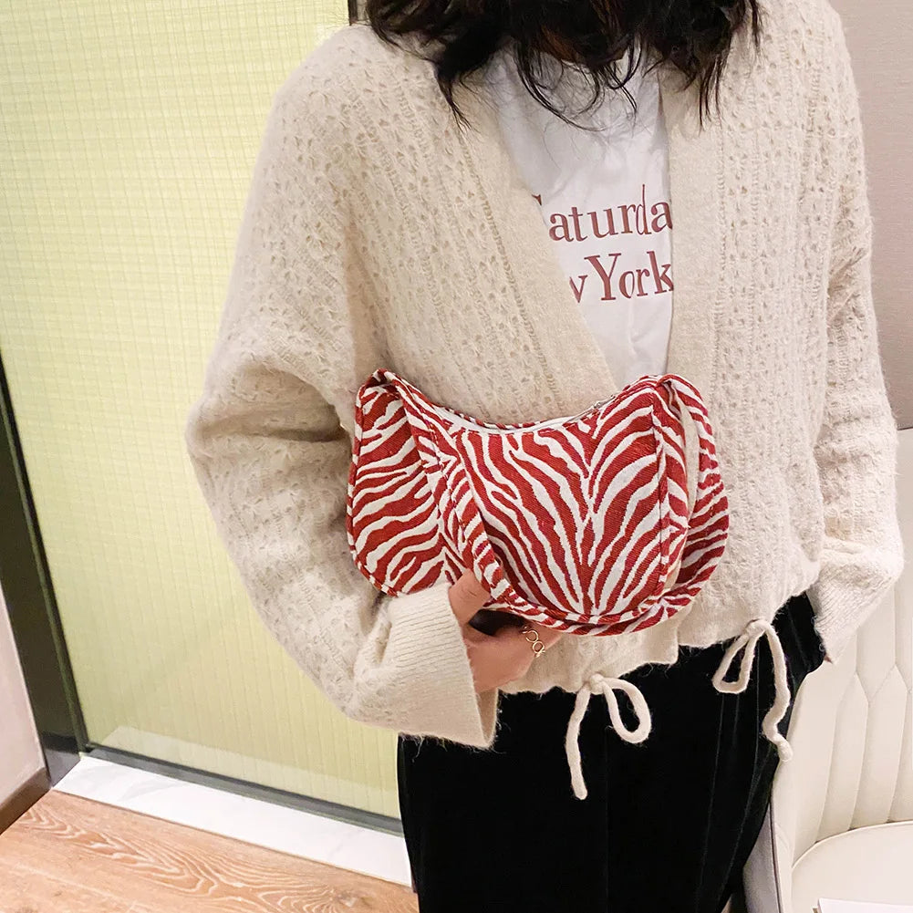 Vintage Animal Pattern Underarm Purse Small Shoulder Handbags
