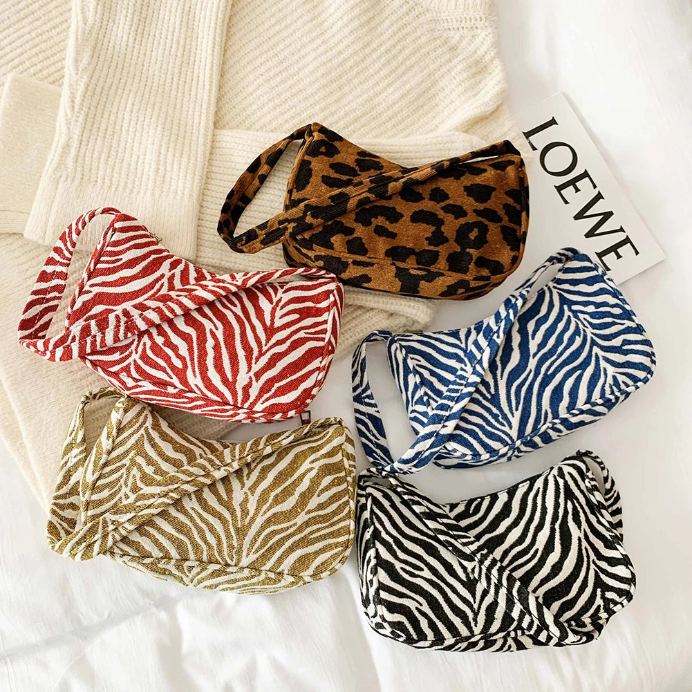 Vintage Animal Pattern Underarm Purse Small Shoulder Handbags