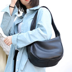 Vintage Wide Strap Shoulder Bag Large Capacity Soft PU Leather