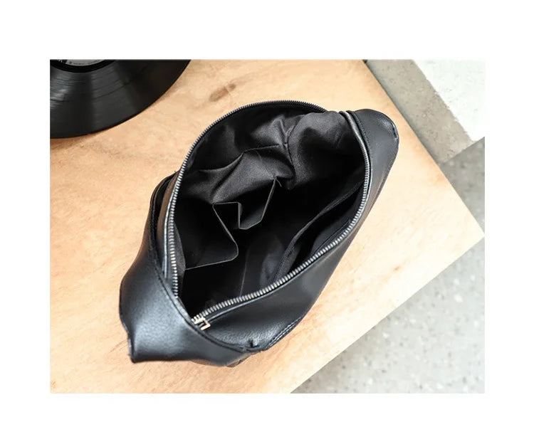 Vintage Wide Strap Shoulder Bag Large Capacity Soft PU Leather