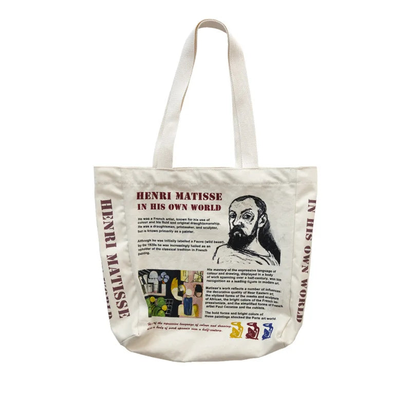 Vintage Art Shoulder Bags for Women Letter Print Big Capacity Handbags
