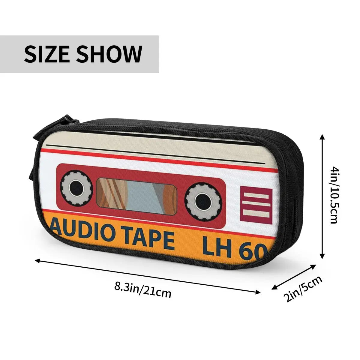 Vintage Audio Tape Pen Box Student School Anime Zipper Pen Bag