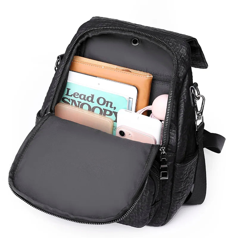 Vintage Leather Backpack for Women Girls School Bag