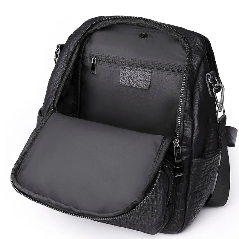 Vintage Leather Backpack for Women School Bag Girls Shoulder Bag Sac A Dos