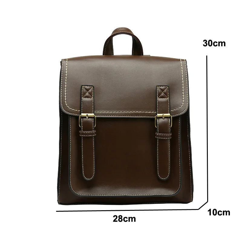 Vintage PU Leather Backpack for Girls School Bag High Leisure Shoulder Bag