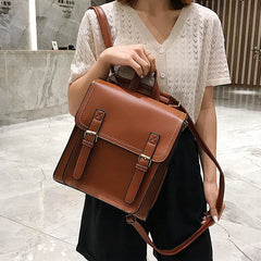 Vintage PU Leather Backpack for Girls School Bag High Leisure Shoulder Bag
