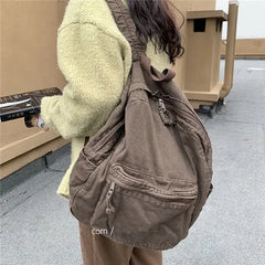 Vintage Backpack Spring Summer Preppy Style Unisex Softback Bookbag