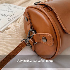 Vintage Crossbody Bag for Women Girl Casual Barrel-Shaped PU Leather Handbags