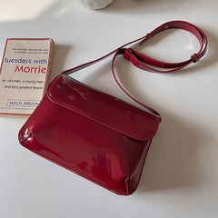 Red Patent Leather Women's Shoulder Bag Small Square Purses Handbags
