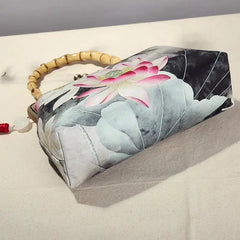 Vintage Shell Lock Wood Hand Bag for Women