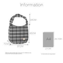 Vintage Plaid Women Shoulder Bag Autumn Winter Large Capacity Tote Canvas Bags