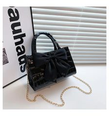 Vintage Bowknot Shoulder Bag Crossbody Purse Small PU Leather Handbag Clutch