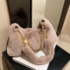 Vintage Hobos Faux Fur Shoulder Handbag Women Messenger Bags