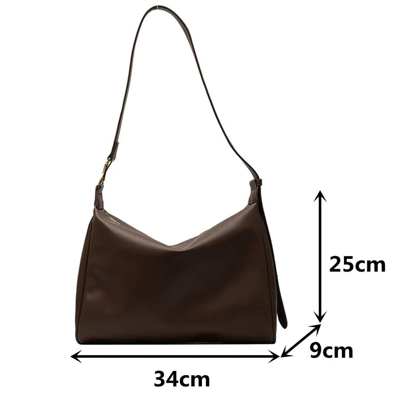 Vintage Brown Boston Shoulder Bags for Women Soft Leather Messenger Handbag