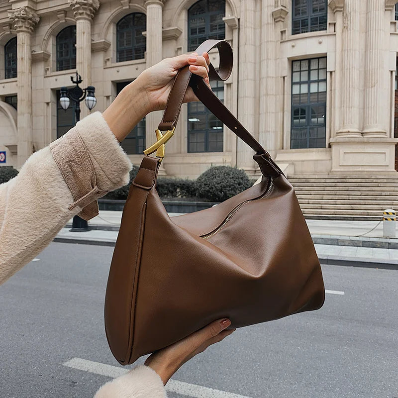 Vintage Brown Boston Shoulder Bags for Women Soft Leather Messenger Handbag