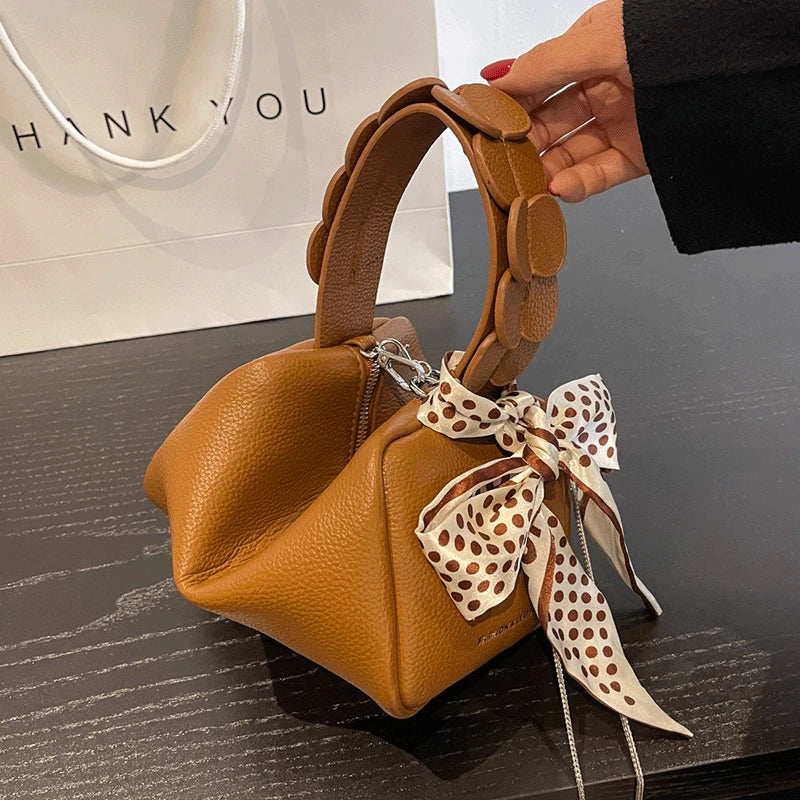 Vintage Brown Crossbody Bag for Women Handbag High Fold Bags Sac Chains Shoulder