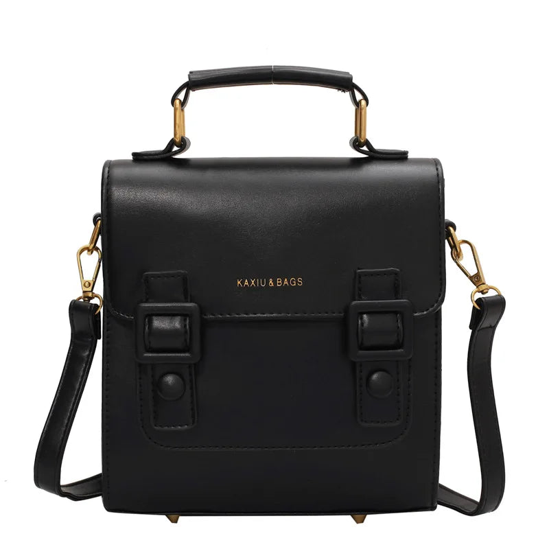 Vintage Brown Small Backpacks For Women Flap Small Square Bag Business Travel