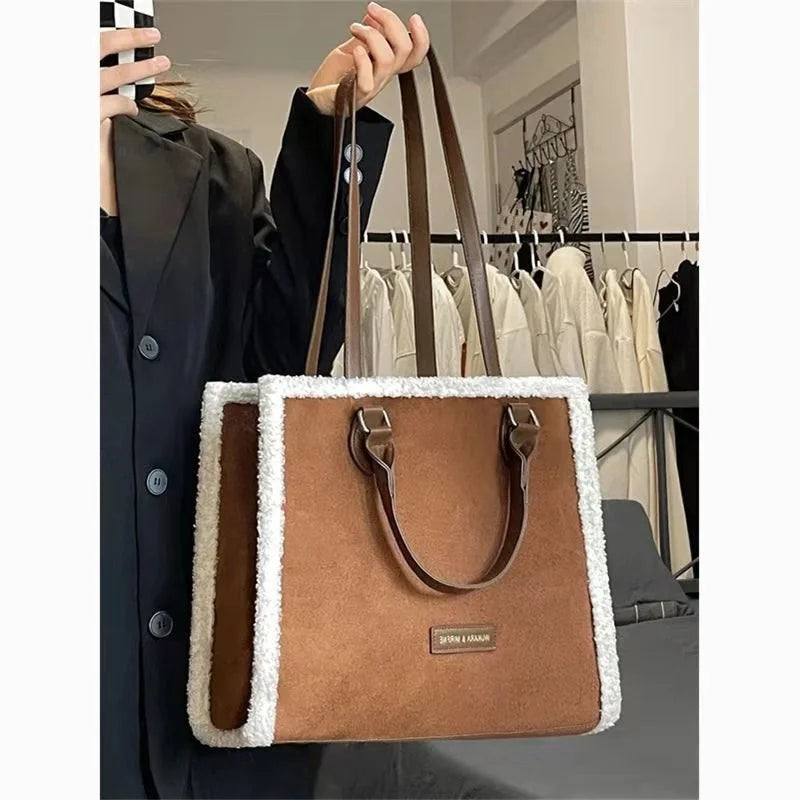 Vintage Brown Tote Handbags Women Dark Shoulder Bag