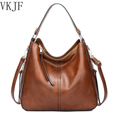 Vintage Brown Leather Shoulder Bag for Women High Crossbody Tote Bag
