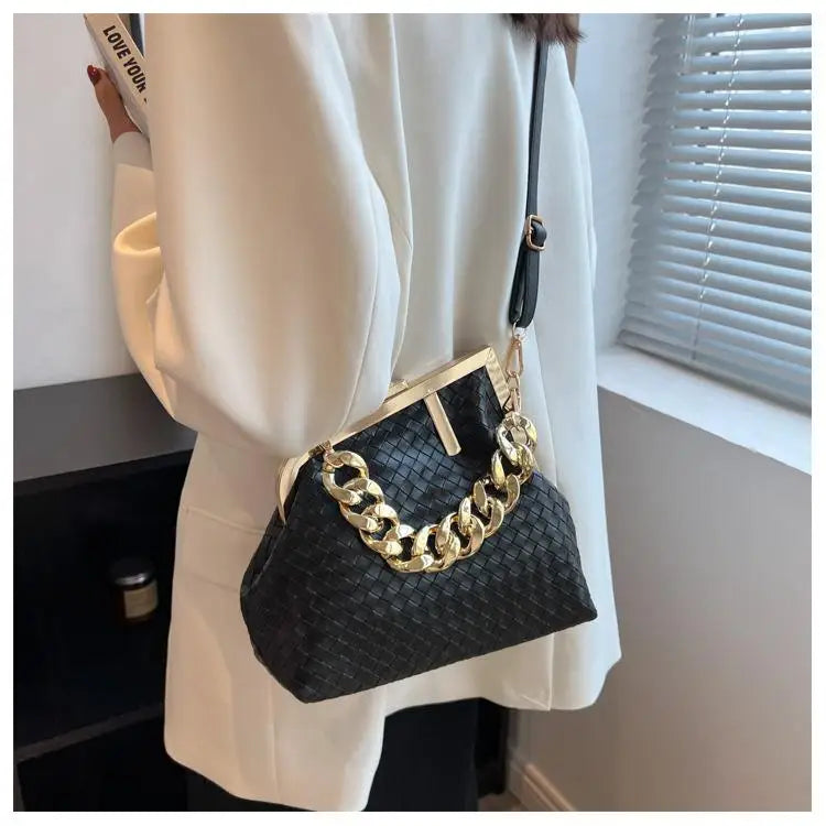 Vintage Weaving Crossbody Bucket Bag for Women Party Handbags Purses