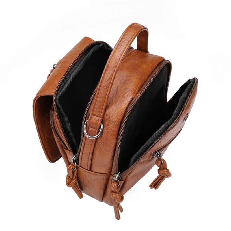 Vintage Bucket Shoulder Bags Crossbody Female PU Leather Small Handbag Purse