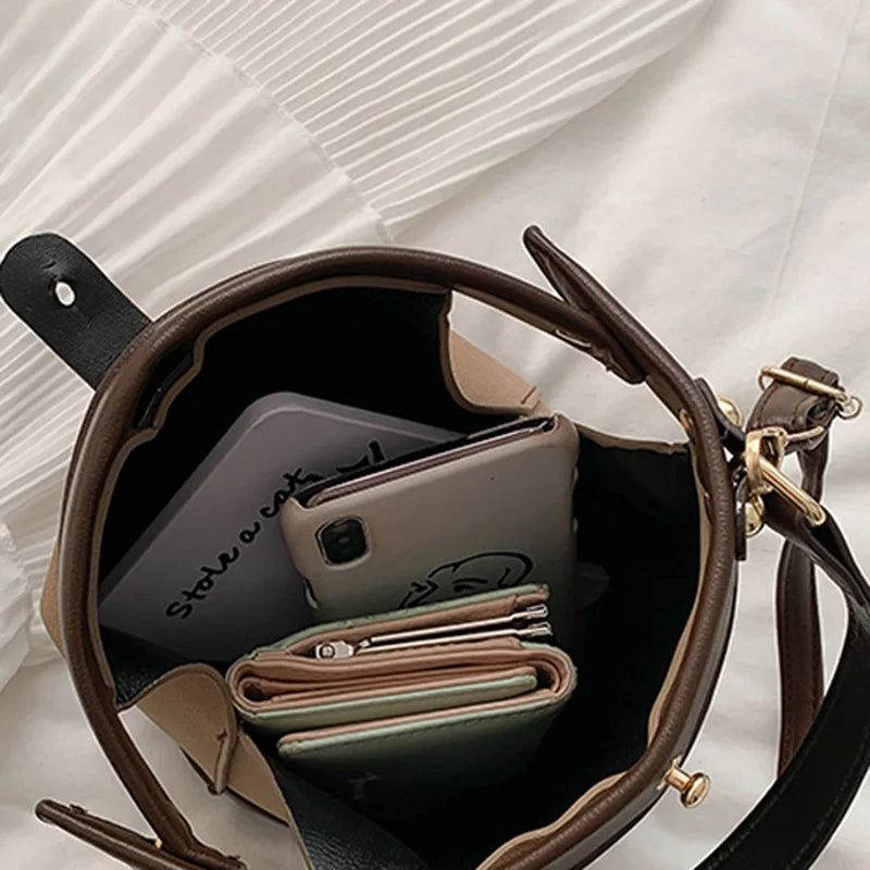 Vintage Buckets Shoulder Bags Women Ins Cross Body Autumn High Street