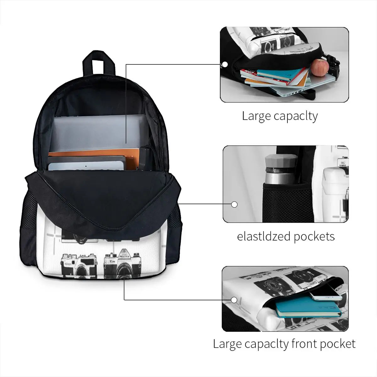Vintage Cameras Collection Backpacks Men's Backpacks Bags For Women