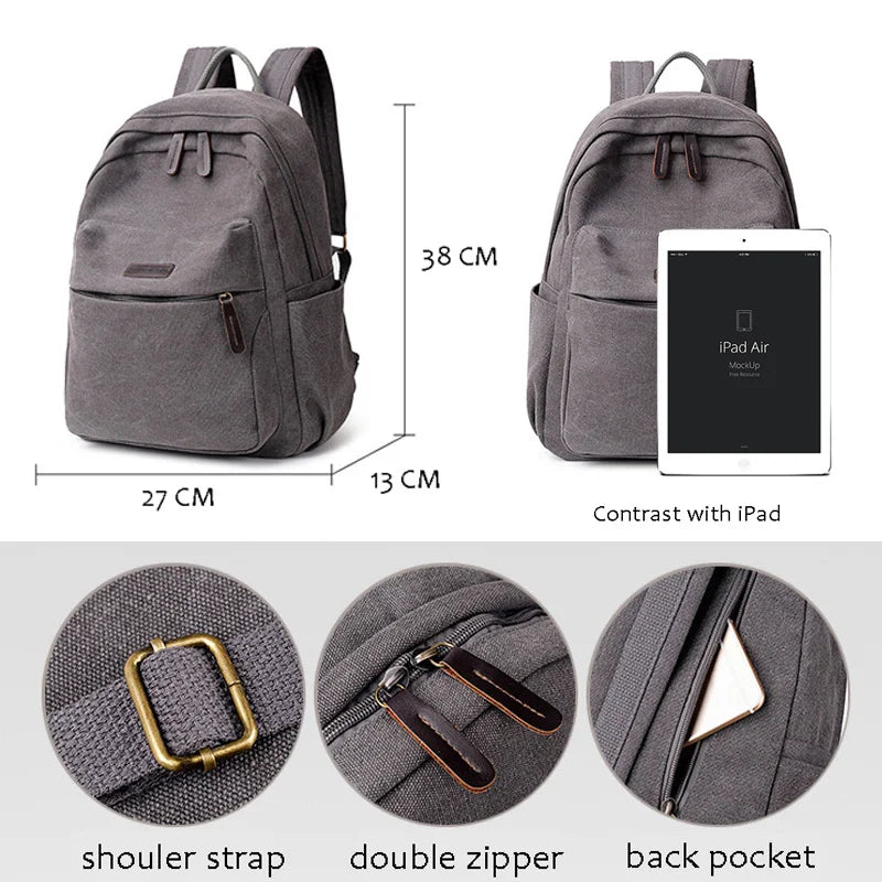 Vintage Canvas Backpacks Men Laptop Shoulder Bags Travel Students Casual Hiking