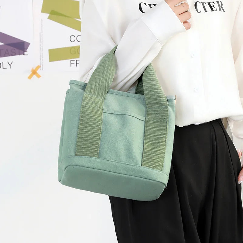 Vintage Canvas Women's Bag Multilayer Small Bag Casual Shopping Tote Bag