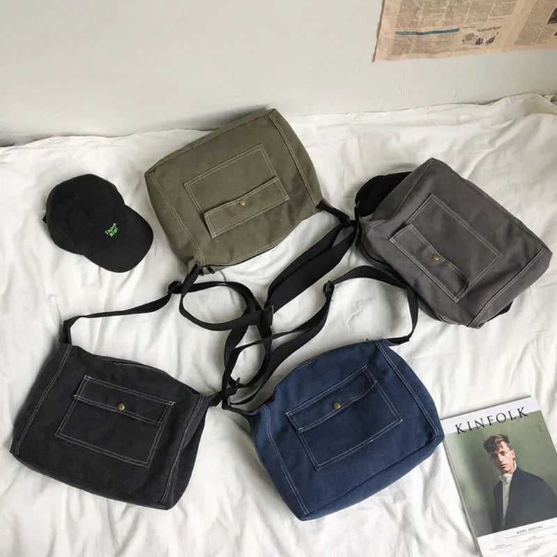 Vintage Canvas Tote Crossbody Bag Large Capacity Casual Women's Shoulder Bags