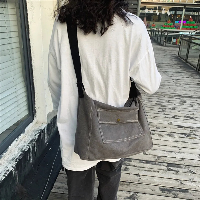 Vintage Canvas Tote Crossbody Bag Large Capacity Casual Women's Shoulder Bags